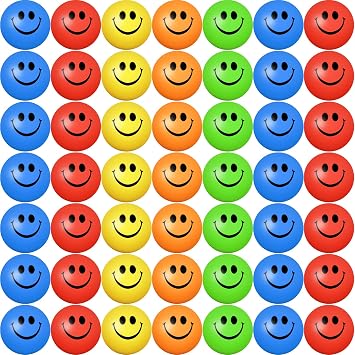 Vinsot 40 Pcs 2.5 Inch Assorted Color Smile Face Stress Balls Bulk Smile Stress Relief Balls Mini Funny Foam Face Toys for Teens Adults Carnival Bag Fillers