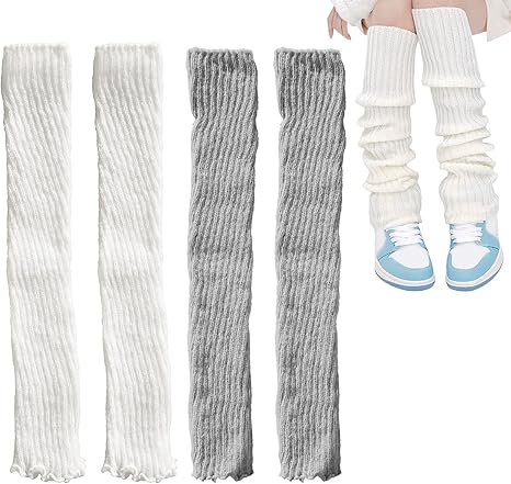 ATEENA Wollen Beenwarmers Voor Dames, Zachte Wintergebreide Gehaakte Enkelwarmers in Visgraatpatroon, Damesslobkousen Voor Dans of Ballet, Dikke Laarsmanchetten in één Maat, Verschillende Kleuren