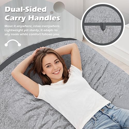 Miniatura 93 de HABUTWAY Puf gigante de 2 pies para adultos, con relleno de espuma viscoelástica, puf grande con funda de terciopelo holandés extraíble para sala de