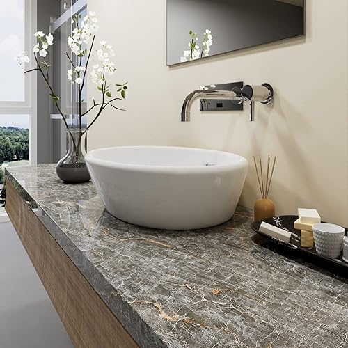 Miniatura 3 de LACHEERY Papel tapiz de mármol gris oscuro, 15.8 x 276 pulgadas, despegar y pegar, impermeable, rollo decorativo de vinilo para cocina, baño,