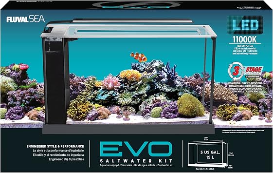 Fluval Sea Evo V Saltwater Fish Tank Aquarium Kit, Black, 5 gal, 10528A1