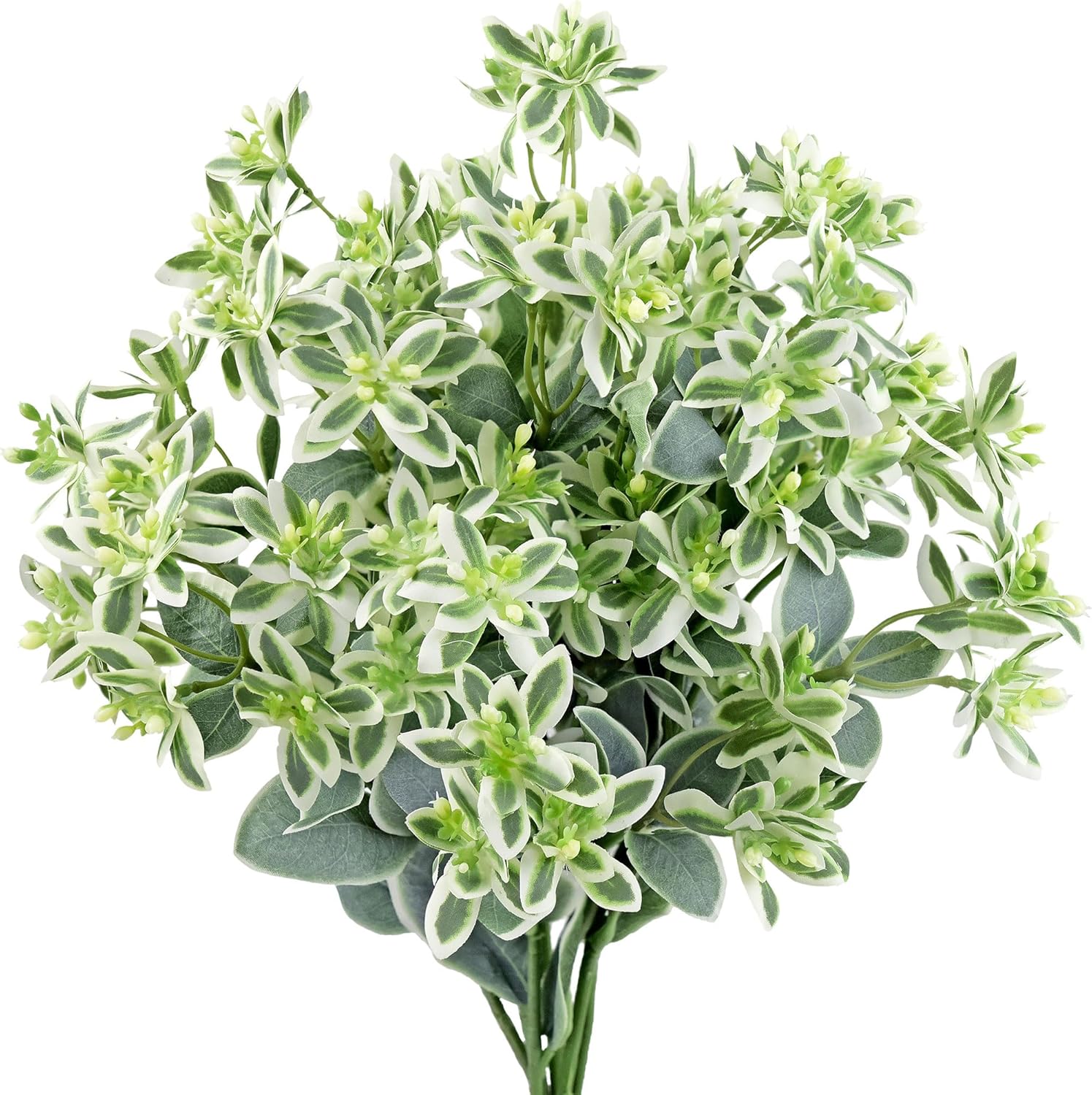 FiveSeasonStuff Snow on The Mountain Euphorbia Marginata Artificial Leaves and Branches Filler Greenery 18'' 6 Stems