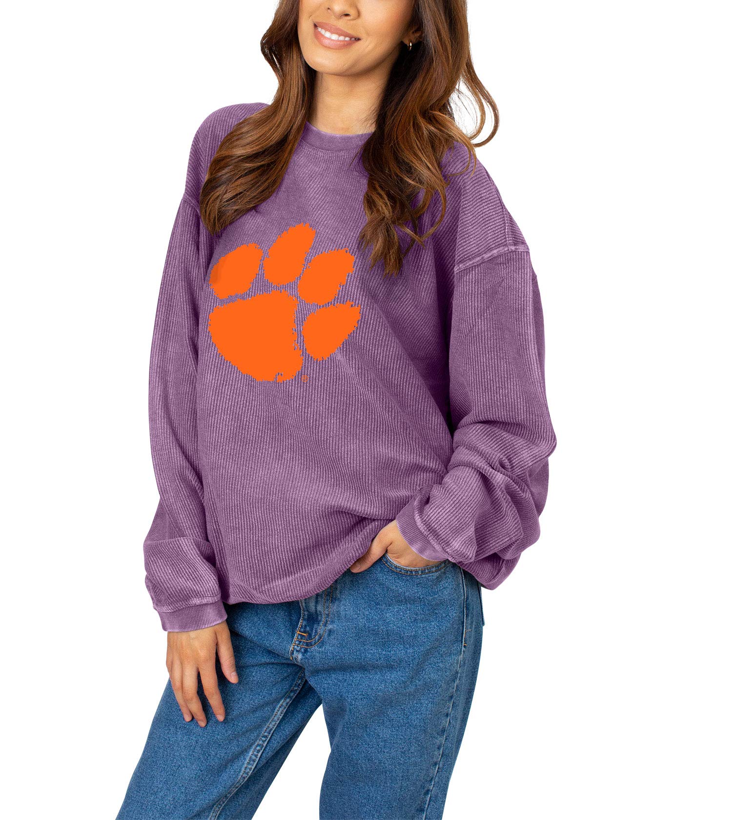 chicka-d NCAA womens Corded Crew Pullover