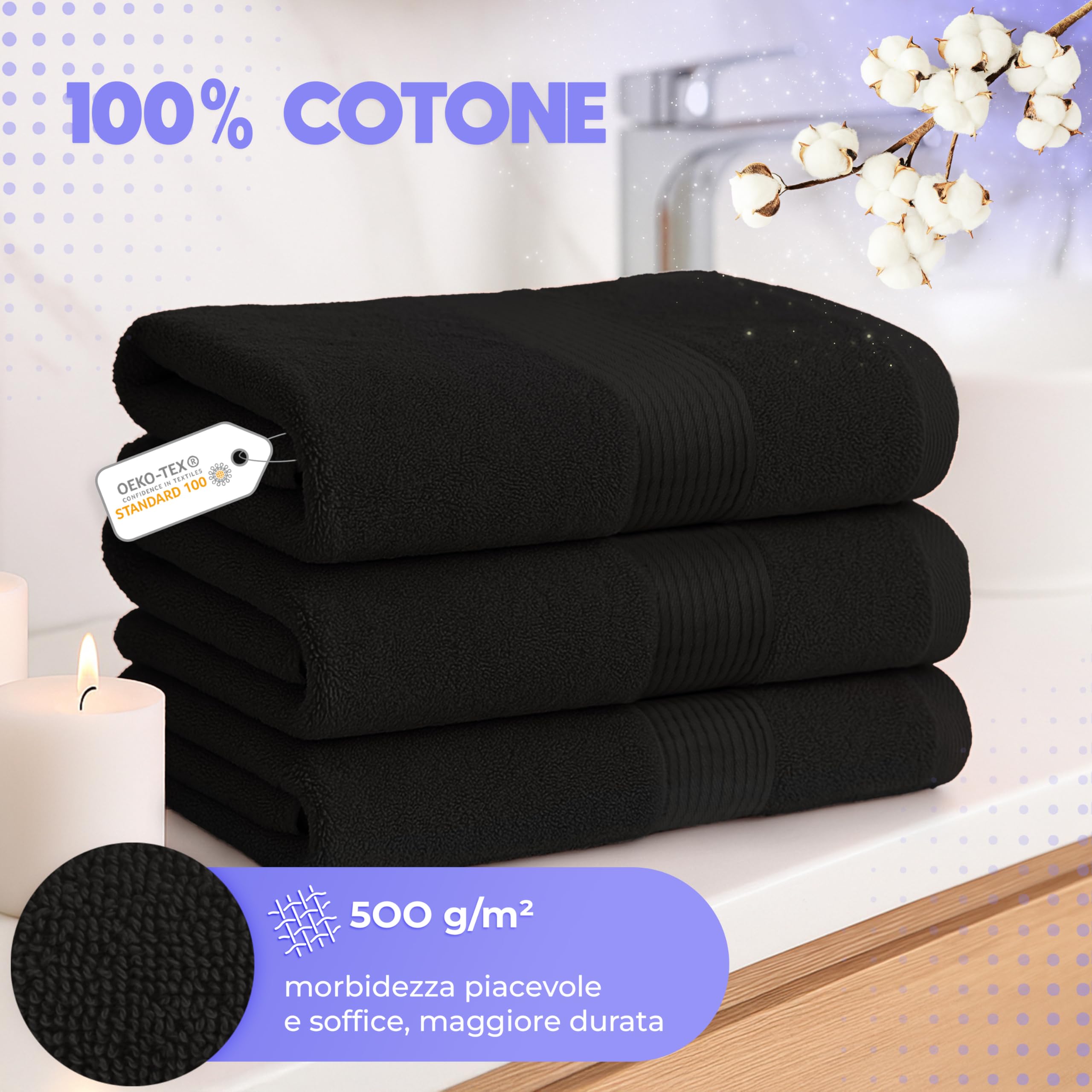 Cloud Pillow set asciugamani bagno 2 pezzi 70x140 cm – asciugamani da bagno 100% cotone 500 g/m2 – morbidi, assorbenti e resistenti – Standard 100 by OEKO-TEX