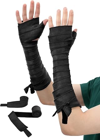 Medieval Hand Wraps Gloves Renaissance Bracers Guards Faux Leather for Ren Faire Costume Accessories