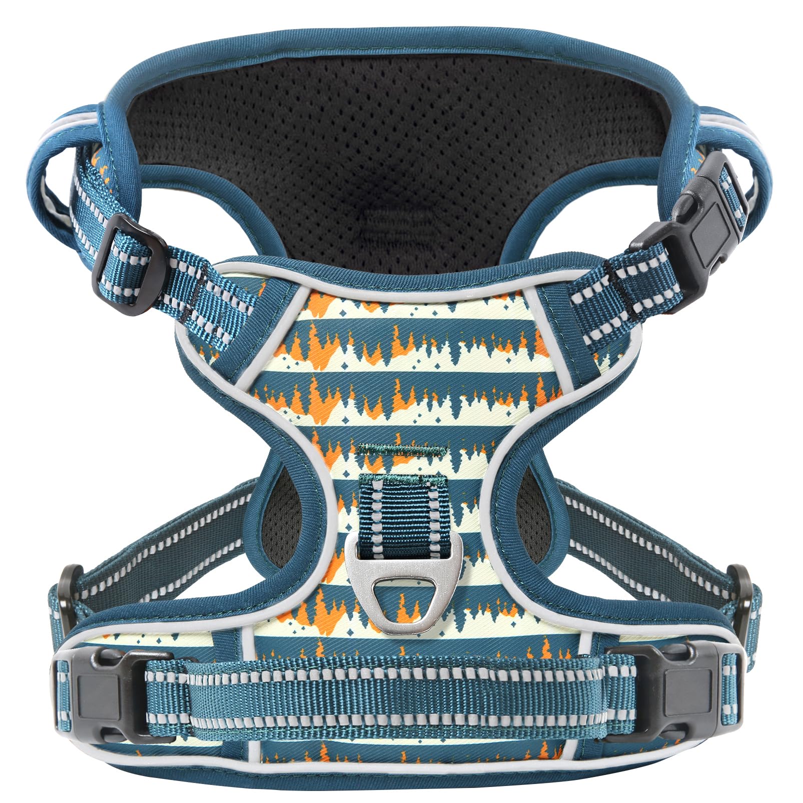 Timos Dog Harness, No-Pull Pet Harness with 2 Leash Clips, 3 Snap Buckles Adjustable Soft Padded Dog Vest, Reflective No-Choke Pet Oxford Vest with