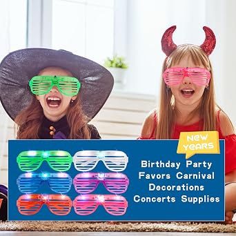 42 Pcs Light Up LED Glasses Glow in The Dark Neon Flashing Shutter Shades Glasses for Kids Adults New Years Birthday Party Favors Carnival Decorations Concerts Supplies