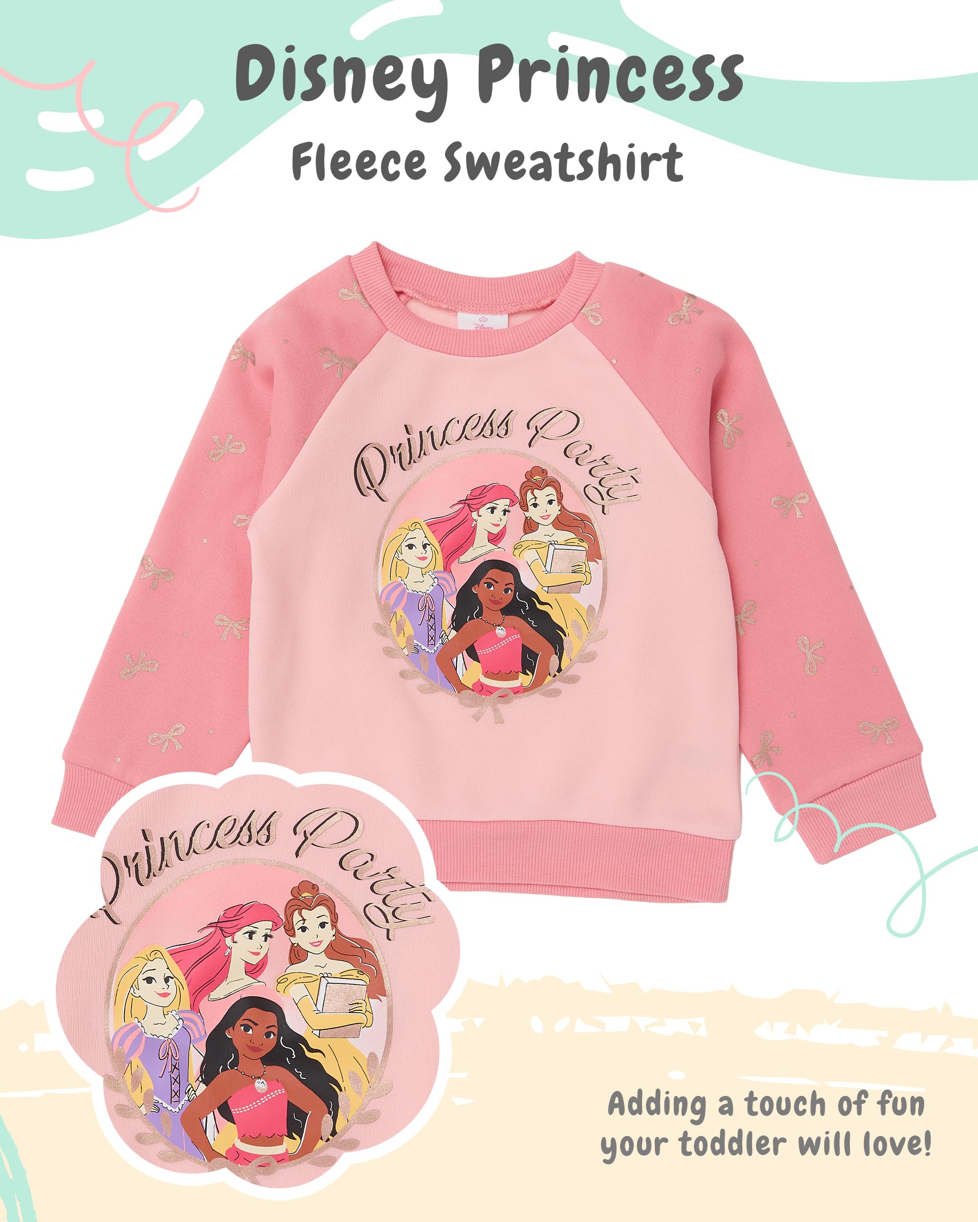 Disney Princess Toddler Girls’ Outfit Set - Two Piece Sweatshirt with Metallic Ink & Jogger Pants (3T)