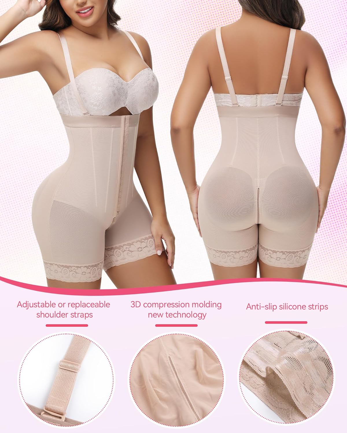 SHAPSHE Fajas Colombianas Tummy Control Shapewear Strapless Body Shaper Butt Lifter BBL Stage Compression Garment - Image 4