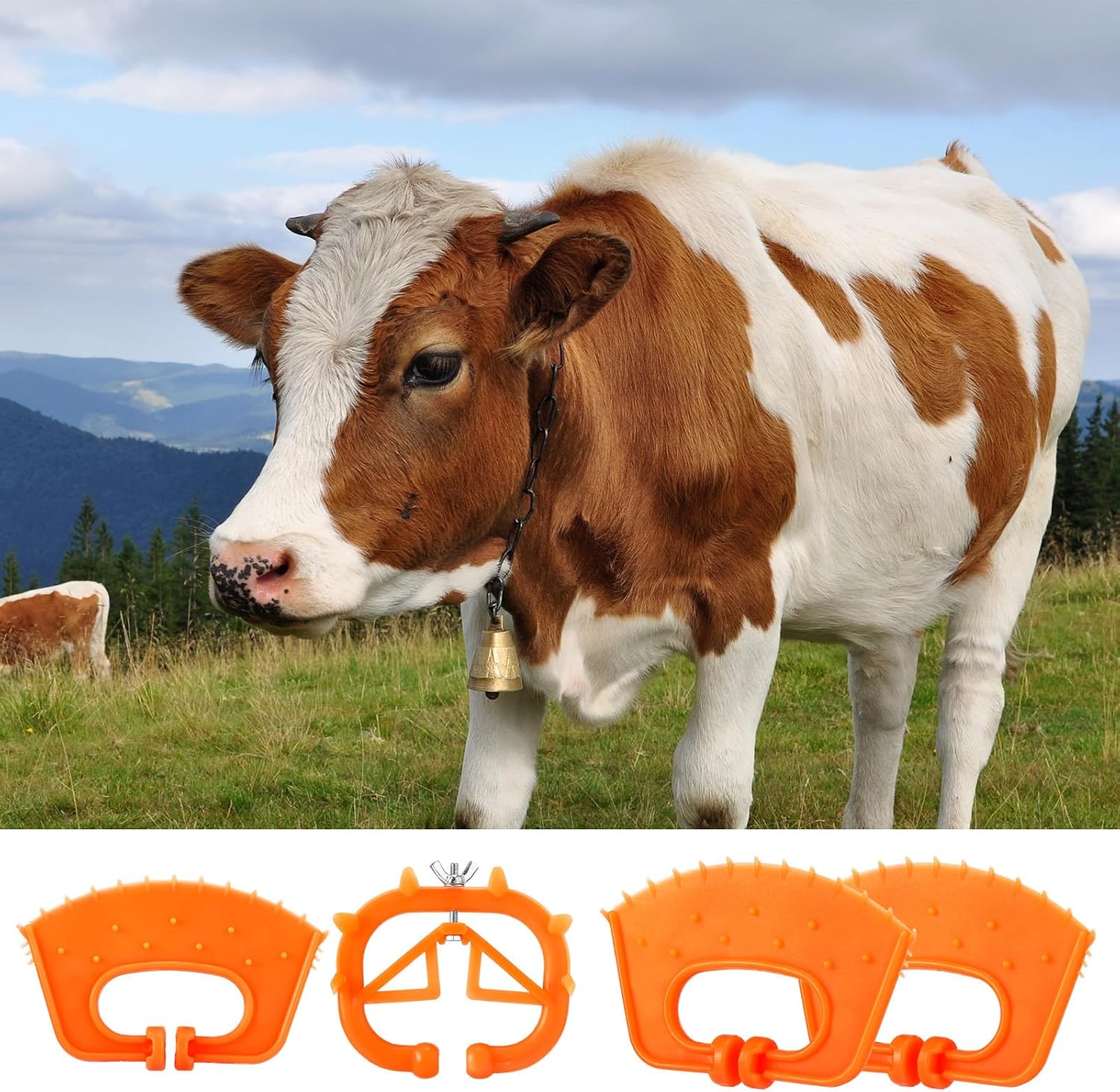 Teenyyou 20 Pcs Calf Weaning Nose Rings Plastic Farm Equipment Orange image 5