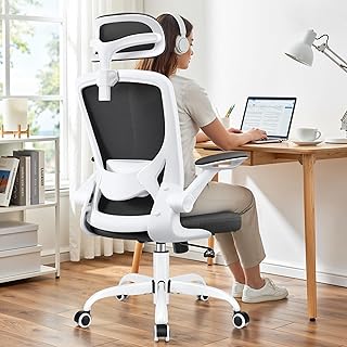 BESTFAIR High Back Office Chair, Mesh Ergonomic Office Chairs with Adjustable Headrest and Lumbar Support, Flip-up Arms, S... Price In India