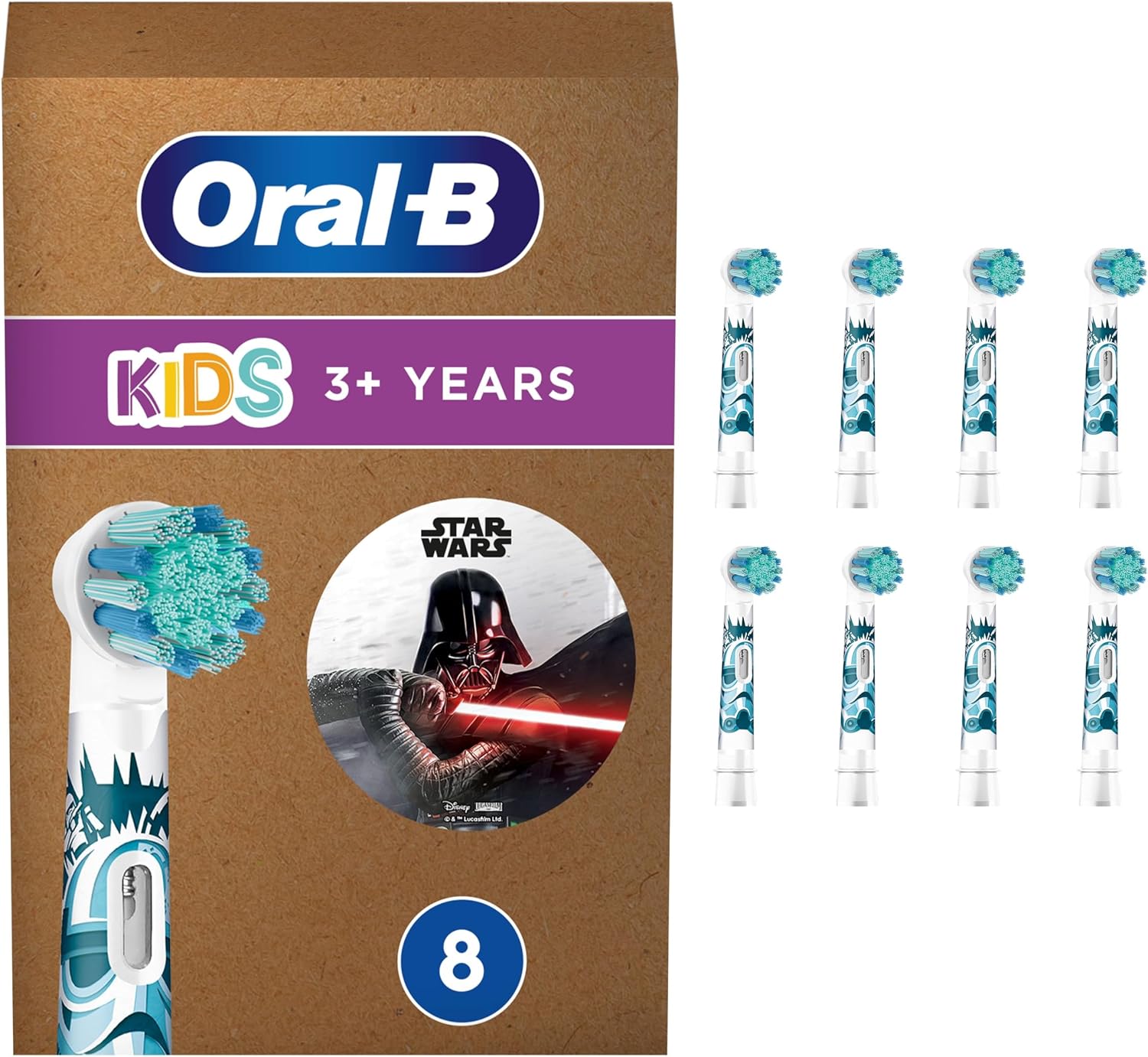 Oral-B Kids Cabezales de Recambio Originales para Niños +3 Años, Pack de 8