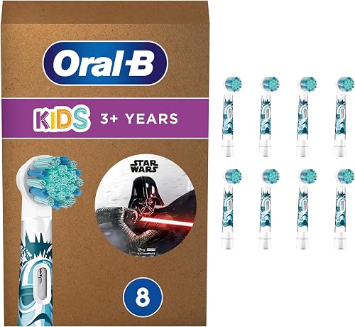 Oral-B Kids Cabezales de Recambio Originales para Niños +3 Años, Pack de 8 | Recambios para Cepillo Eléctrico Oral B Pro Kids, con Motivos de Star Wars, Filamentos Extrasuaves