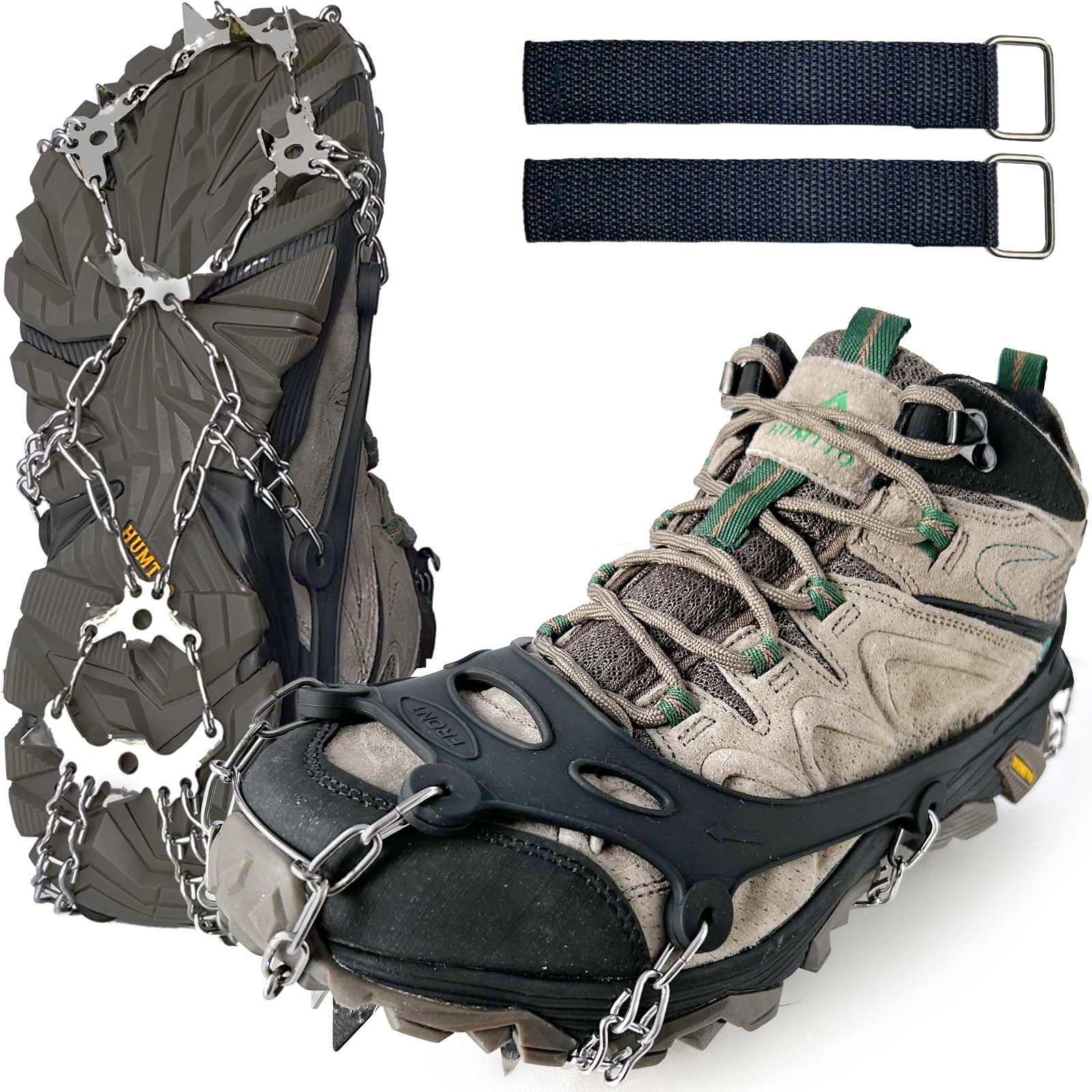 Ice Snow - Ramponi antiscivolo a 19 punte, per scarpe da ghiaccio, per passeggiate invernali all'aperto, alpinismo ed escursionismo