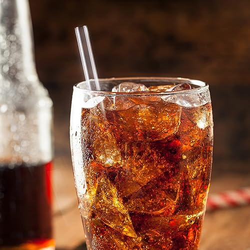 Miniatura 3 de AKONEGE Paquete de 6 popotes de vidrio reutilizables transparentes de 0.335 x 0.394in, 3 popotes de vidrio rectos y 3 doblados con 2 cepillos de