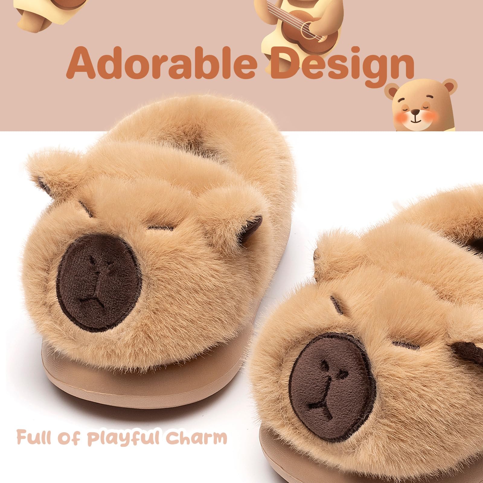 DRECAGE Zapatillas de Casa Niño Niña Invierno, Pantuflas de Peluche y Diseño de Animales Calientes Suave y Antideslizantes