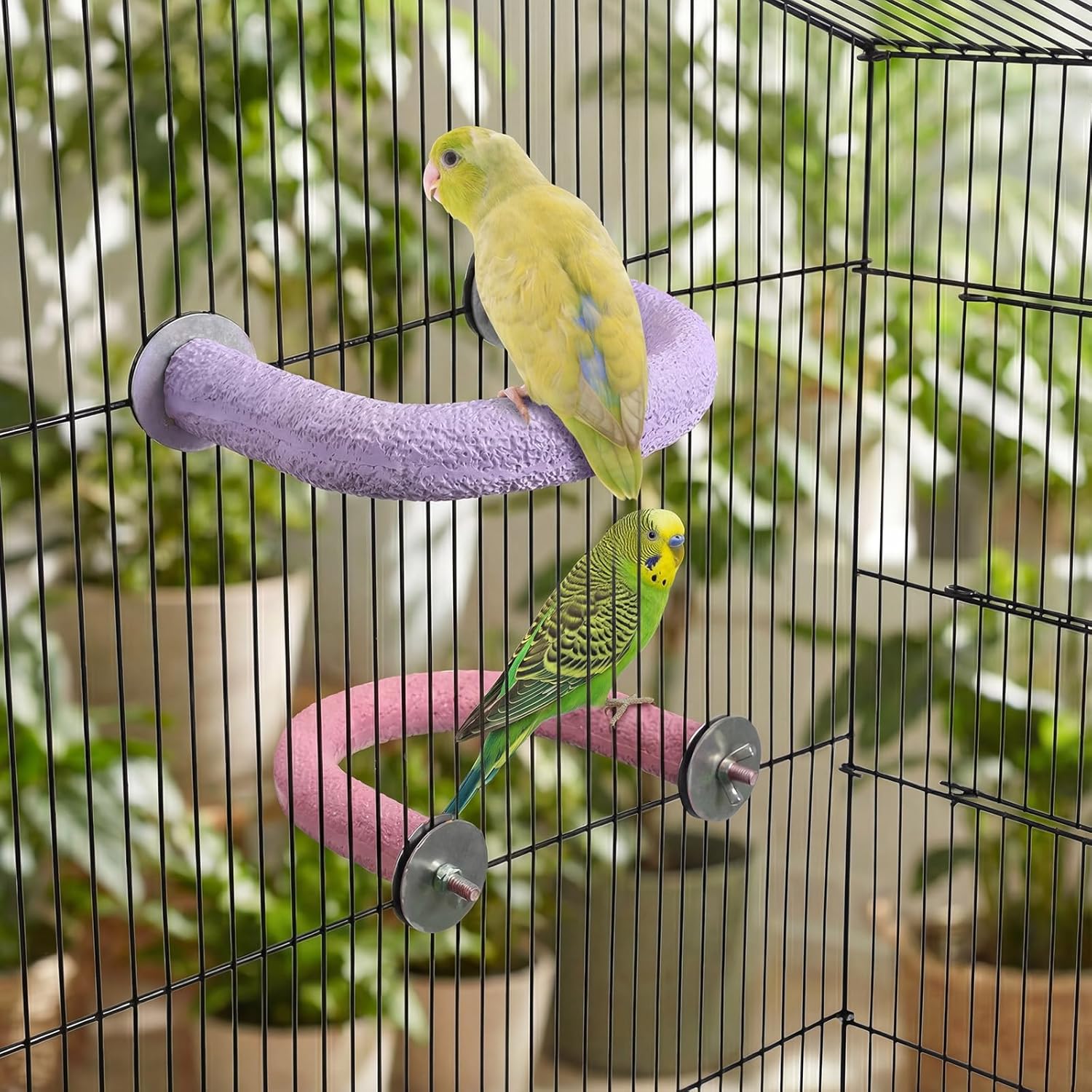 Wettarn 6 Pcs U Shape Parakeet Perch Stand Toys Bird Perches Climbing Rough Rope Paw Grinding Perch Swing Stick Cage Accessories for Conure Budgie Cockatiel Caique to Clean Stick Exercise