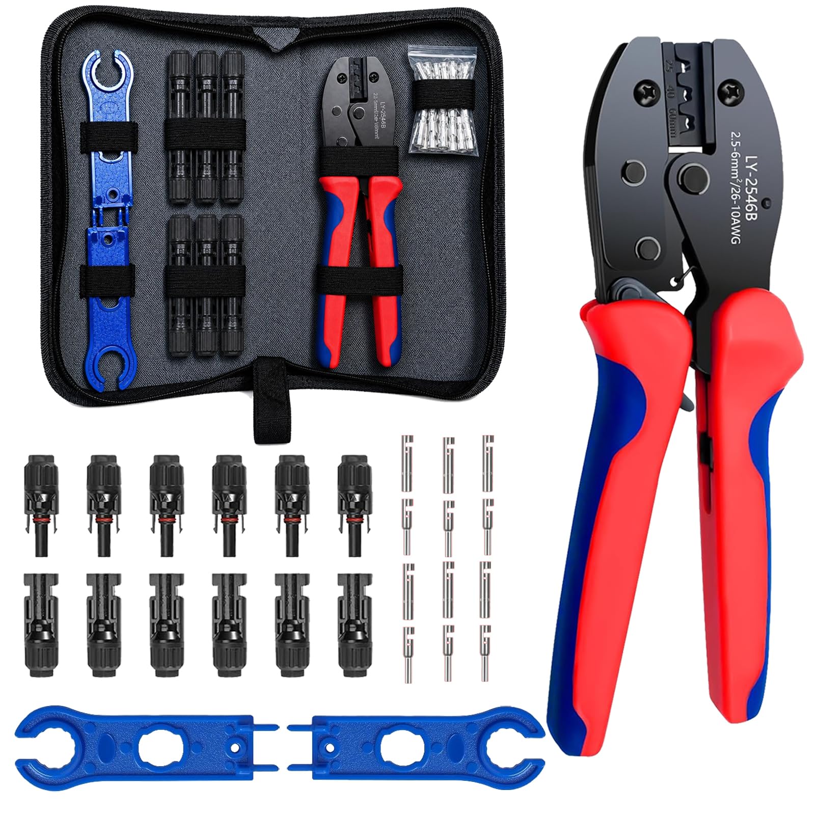 Herramientas de crimpado para cables fotovoltaicos de 14-10 AWG con conectores solares