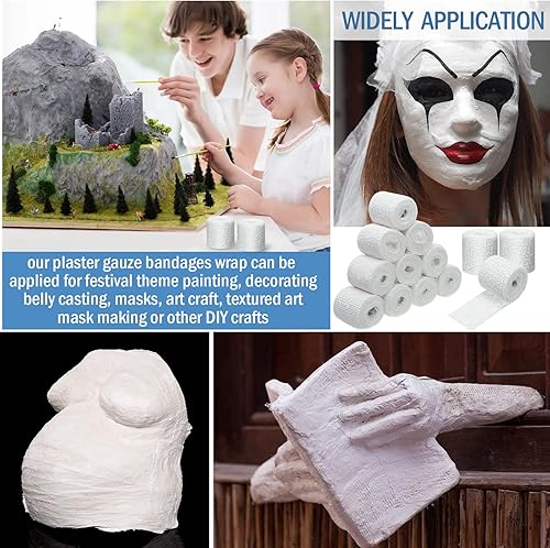 Miniatura 5 de Rollos de tela de yeso, rollos de vendajes de gasa de yeso, tiras envolventes para moldes de paisajes moldeados para vientre, fabricación de