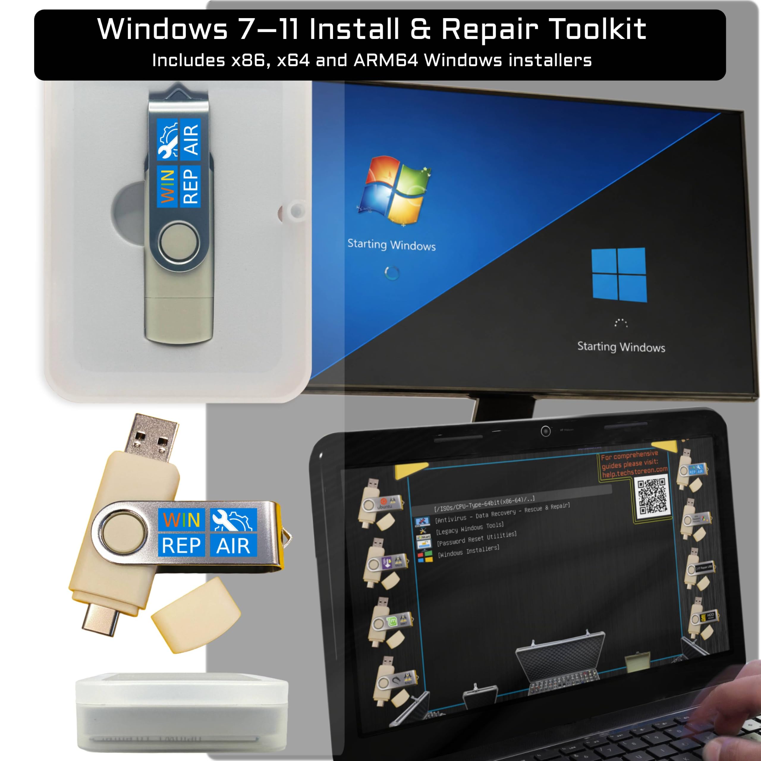 Amazon.co.jp: 5-in-1 Winの修復と再インストール ブータブルUSB