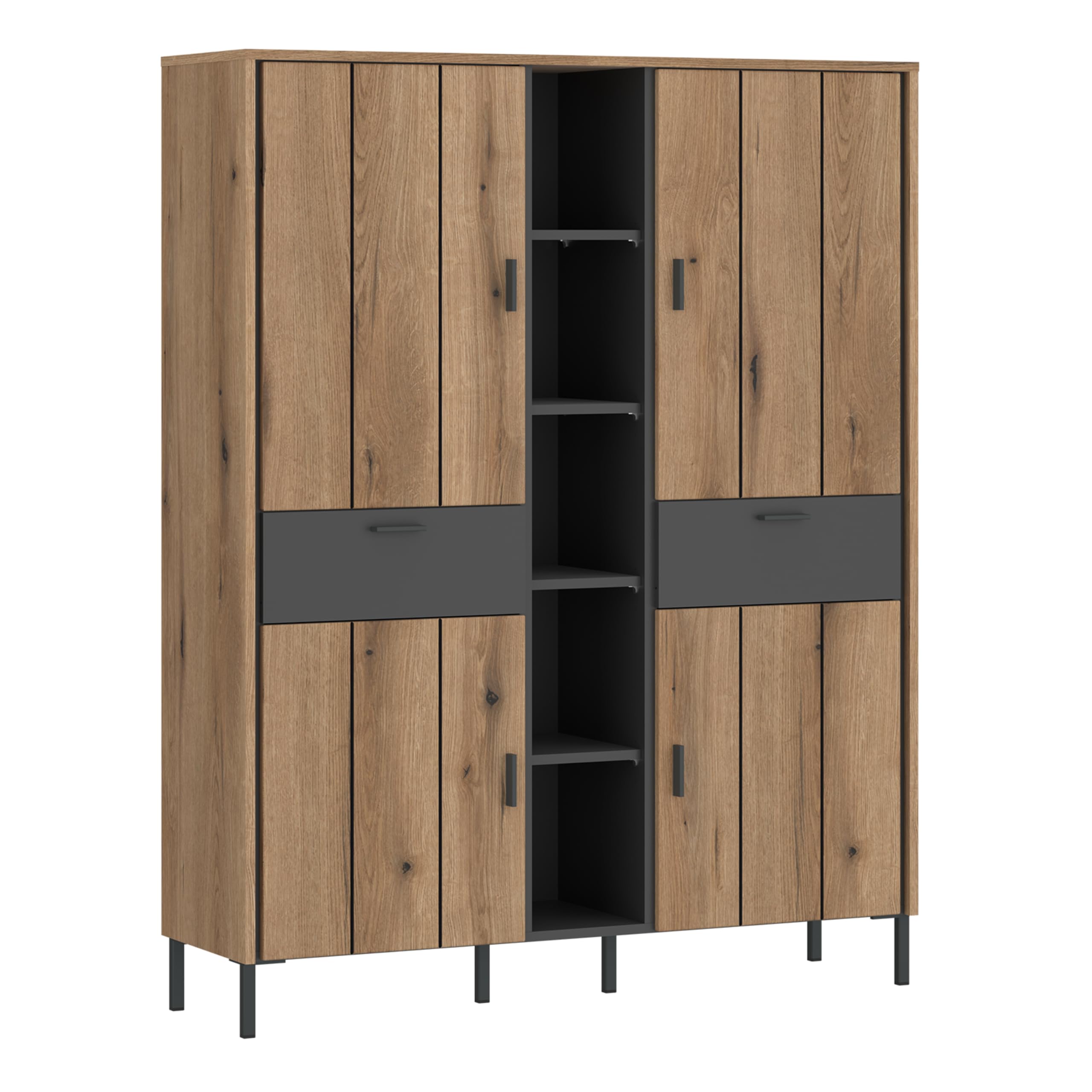 Furniture To Go | Arundel, Oak & Grey, Wardrobe 4 Door 2 Drawer