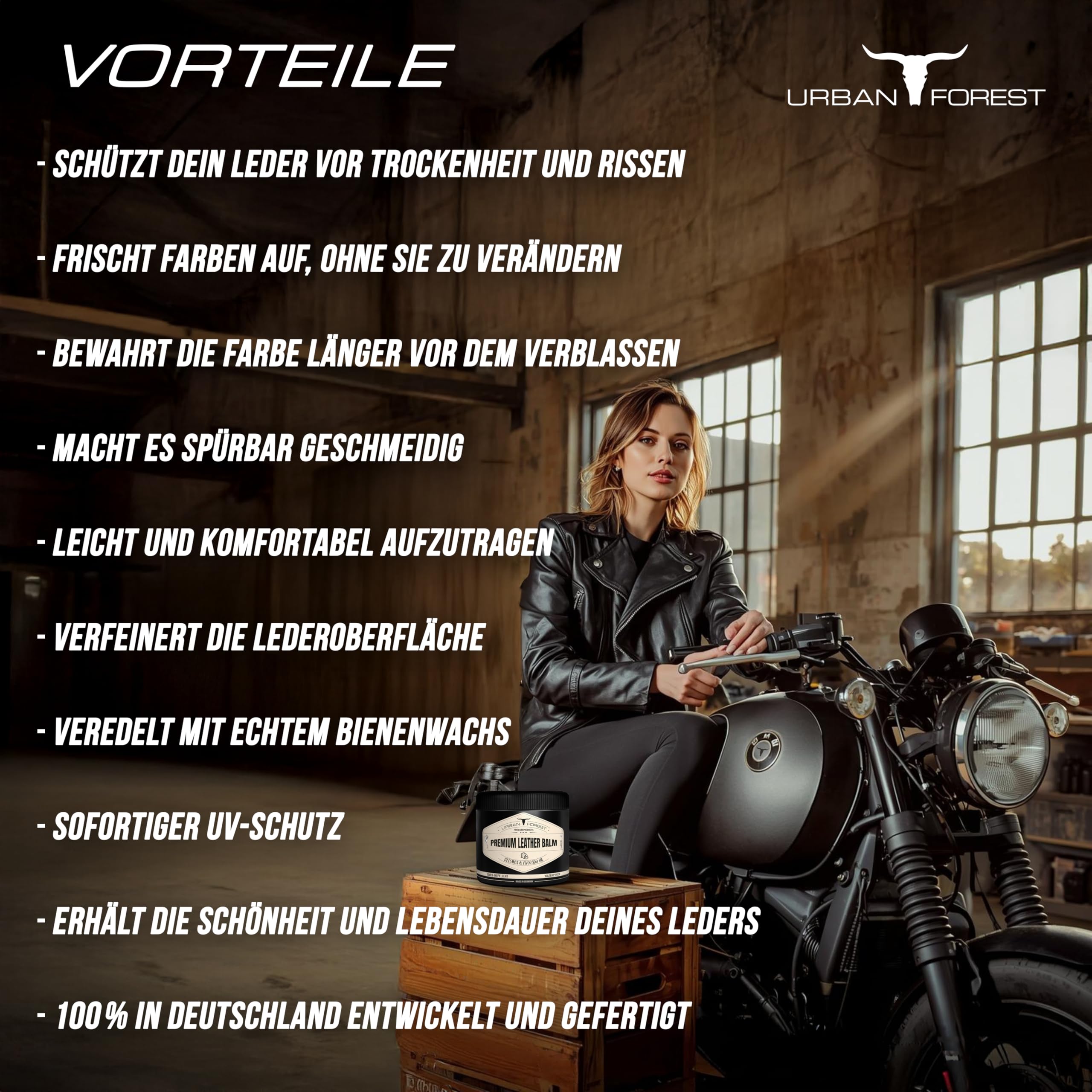 URBAN FOREST Lederpflege SPARSET für Sofa Auto Möbel Jacke Kleidung Handtaschen Schuhe Sattel Couch - Premium Leder Balsam + Leder Reiniger 2er Set mit Bienenwachs & Avocado-Öl 2X 500 ML