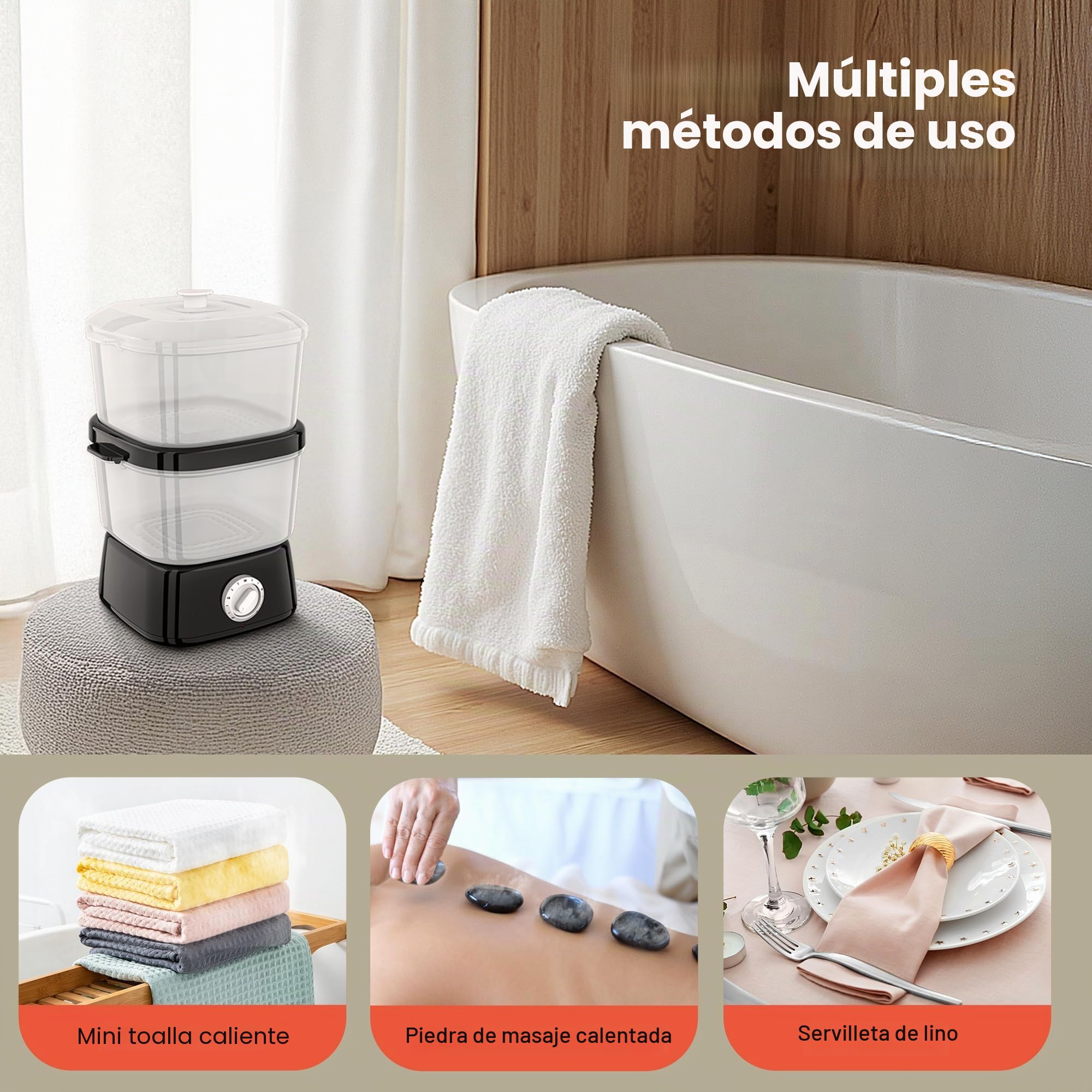 Calentador de toallas 2 en 1, 6 l, gran capacidad, vaporizador para toallas calientes, uso simple y versátil para peluquería, salón de belleza, spa, manicura, hotel, casa (negro)