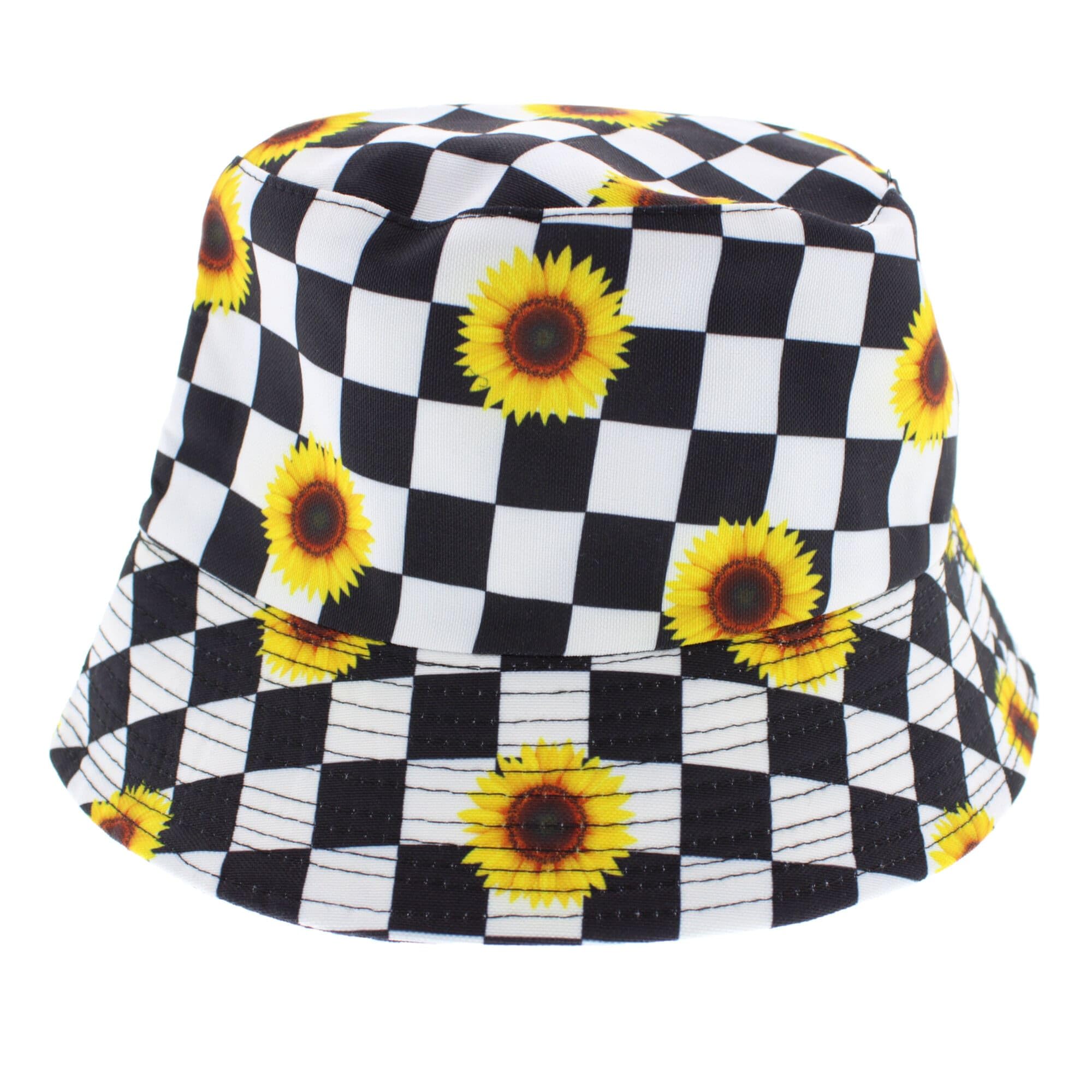 Zac's Alter Ego Women's Black Checkered Sunflower Bucket Hat