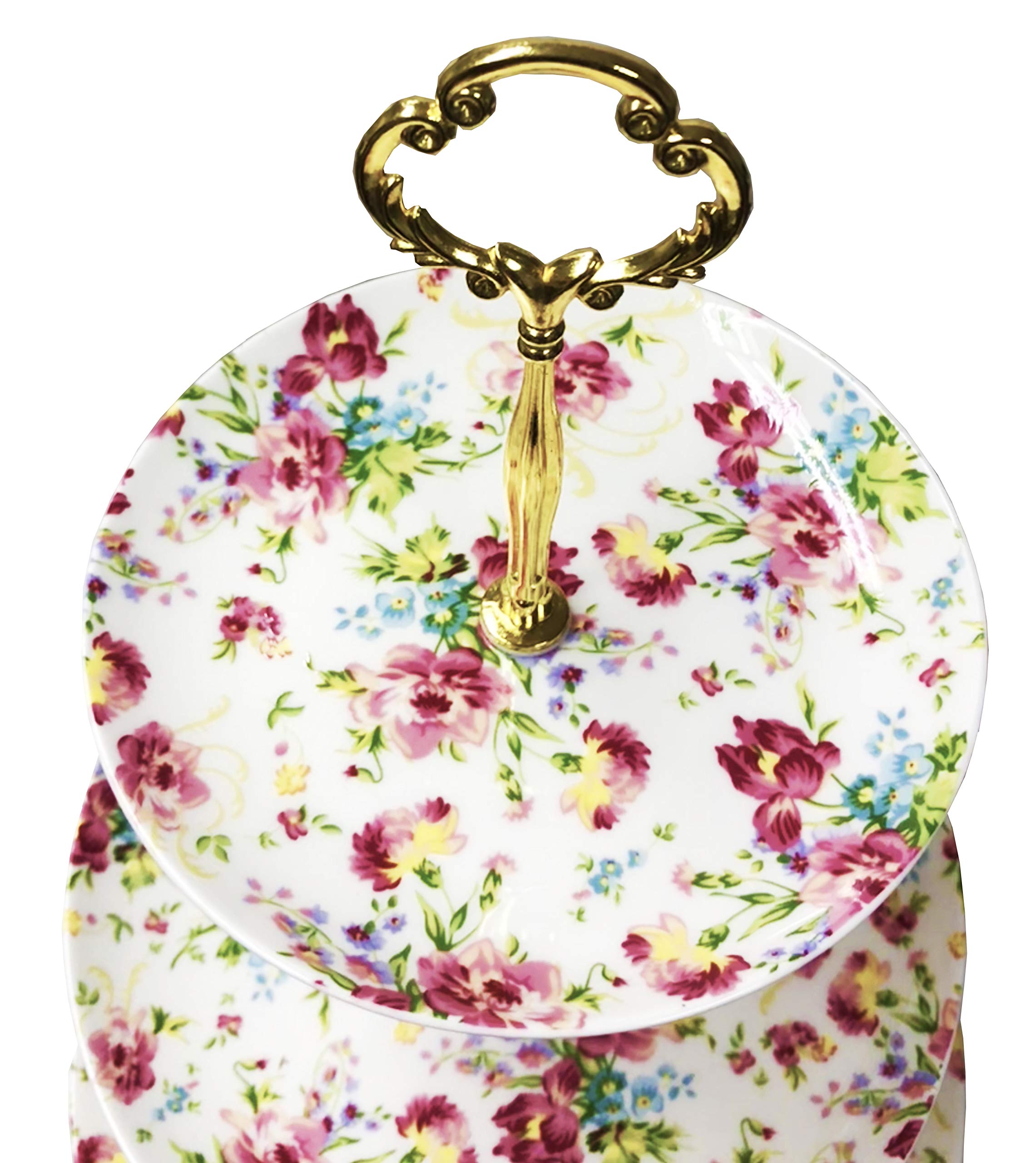 花柄3段プレートスタンド Amazon｜3段ケーキスタンド 花柄 ケーキスタンド アフタヌーンティー