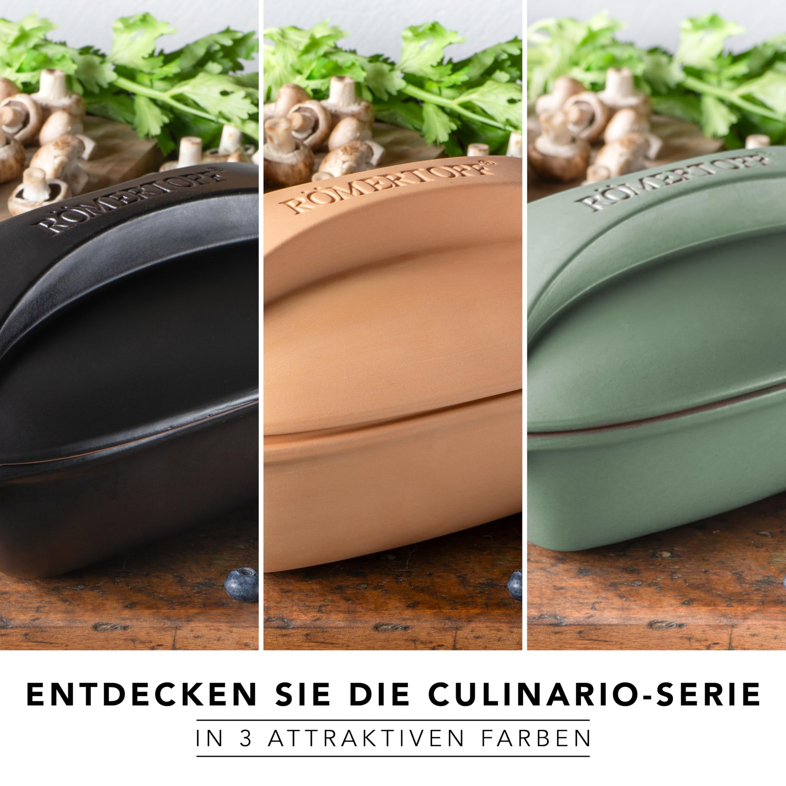Römertopf Bräter CULINARIO für 4 Personen - 3 Liter Schmortopf mit Deckel aus Keramik – Zum Schmoren, Braten und Dampfgaren - Backofengeeignet