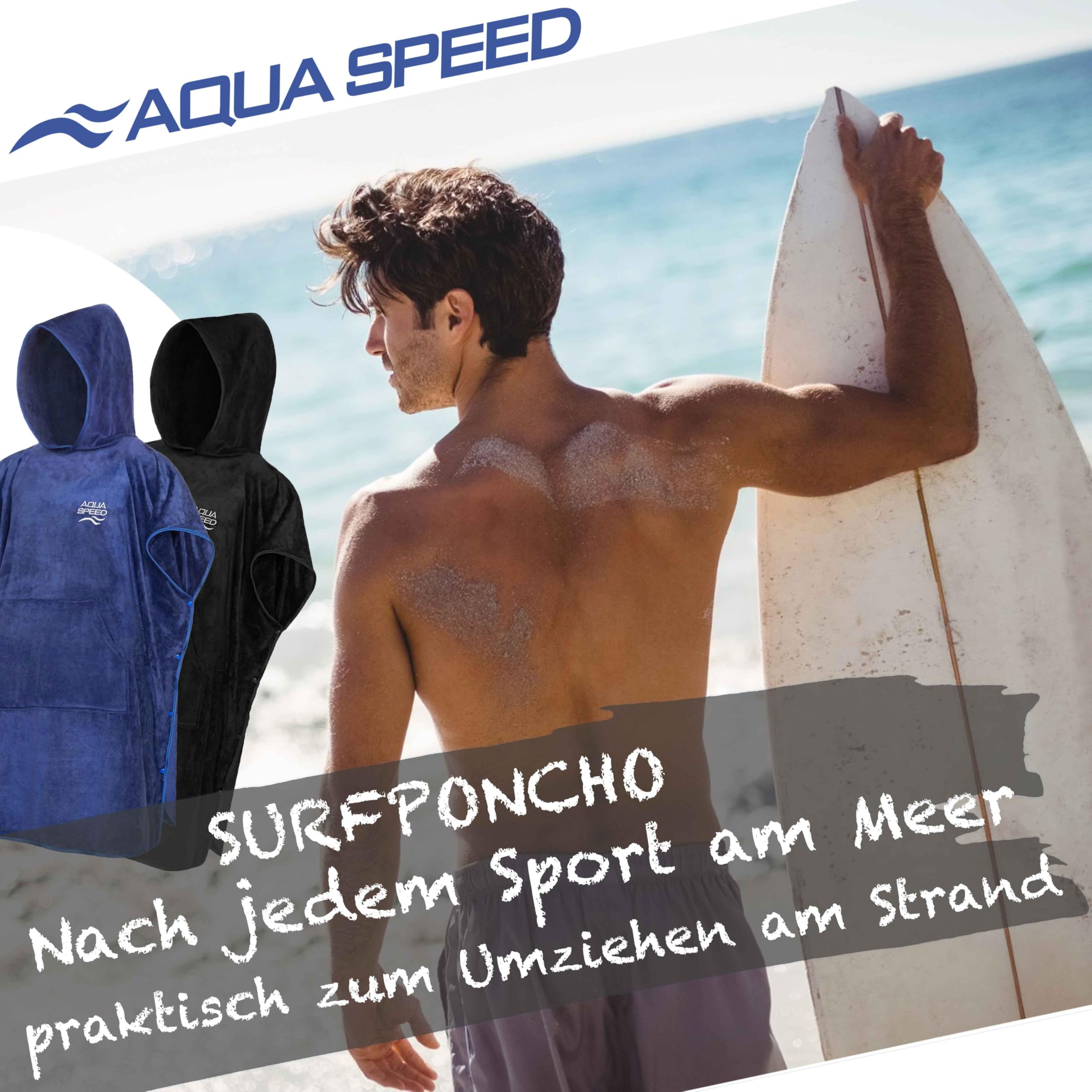 Aqua Speed Mikrofaser Poncho Handtuch mit Kapuze - Vielseitig, Schnelltrocknend & Komfortabel für Strand und Sport