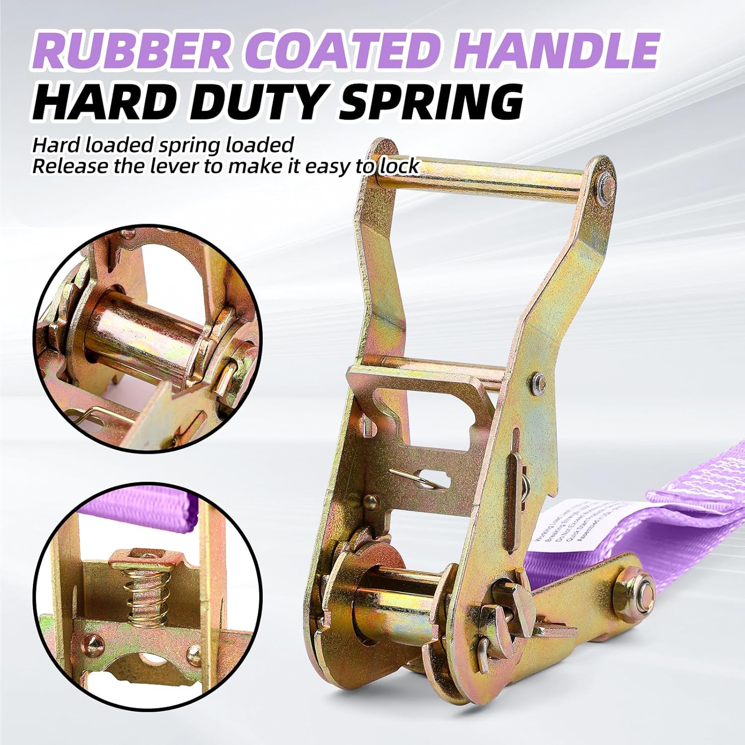 Ratchet Tie Down Straps (4 Pack) - 3,306lb Max Break Strength incl. (4) Heavy Duty Rachet Tie Downs with Hooks & Handles Best for Moving Securing Cargo (Purple, 12 FT)