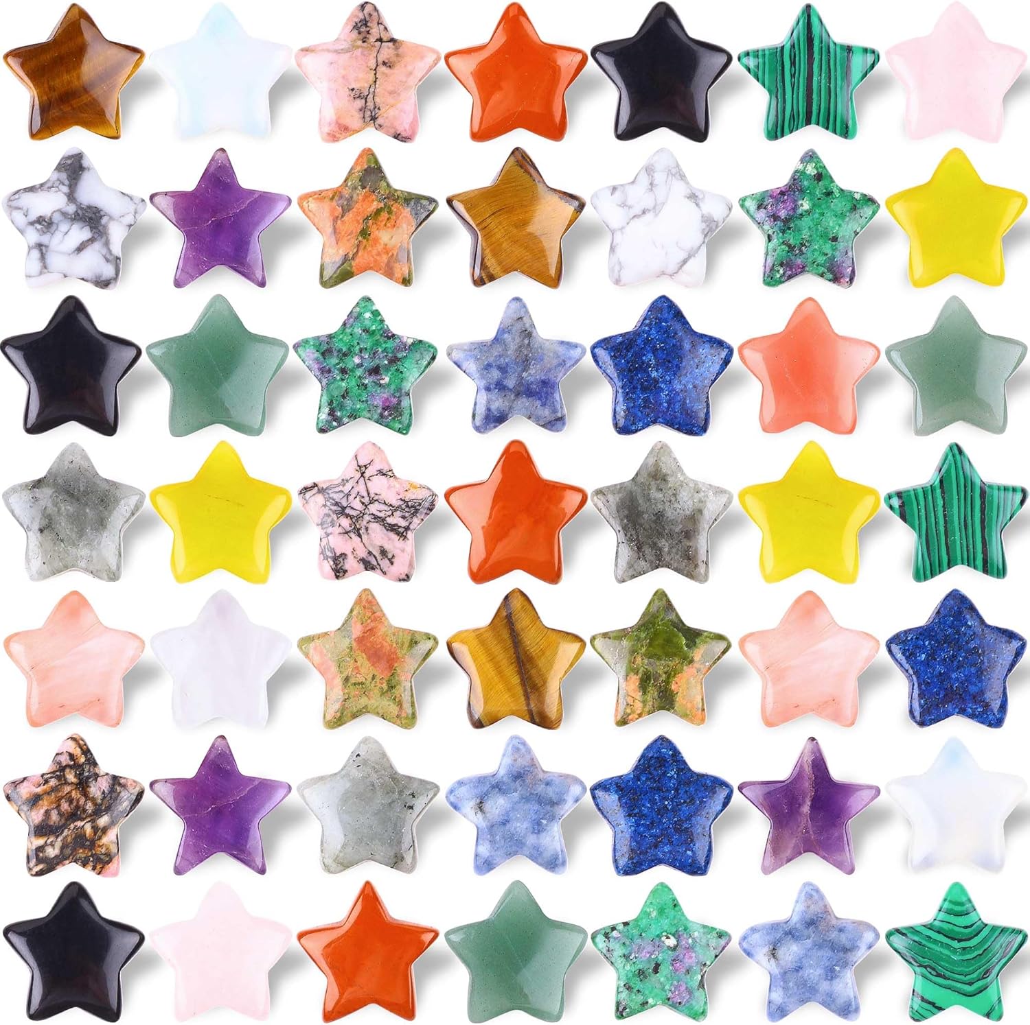 Amazon.com: 50Pcs Star Shaped Crystal Stones Bulk 0.8inch Worry Stones ...