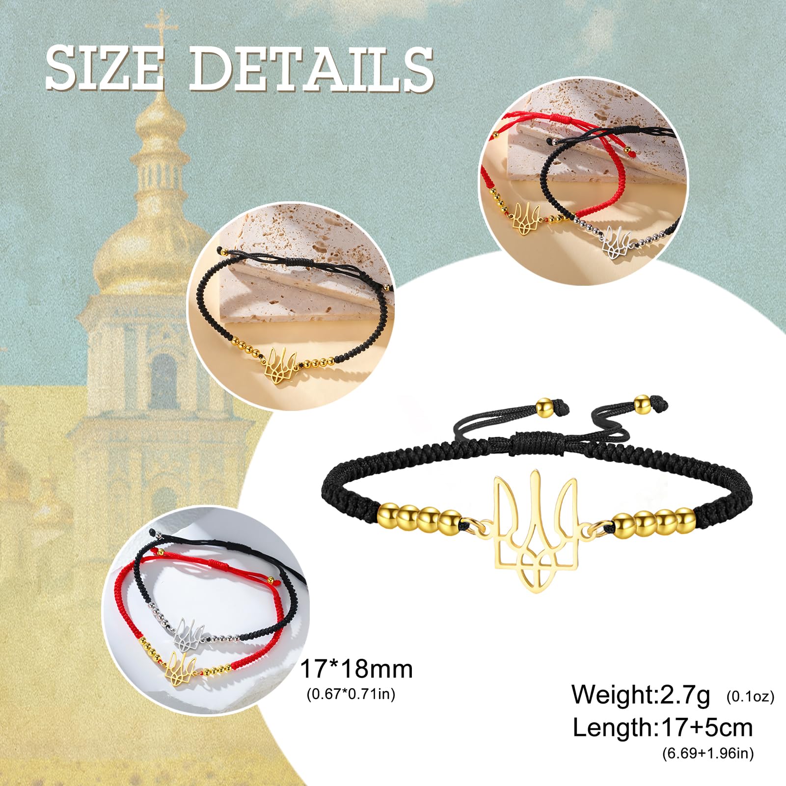 Dreamtimes Ukrainian Symbol Bracelet for Women Ukraine Bracelet for Men Ukraine Trident Inspired Gifts Ukrainian Remembrance Jewelry