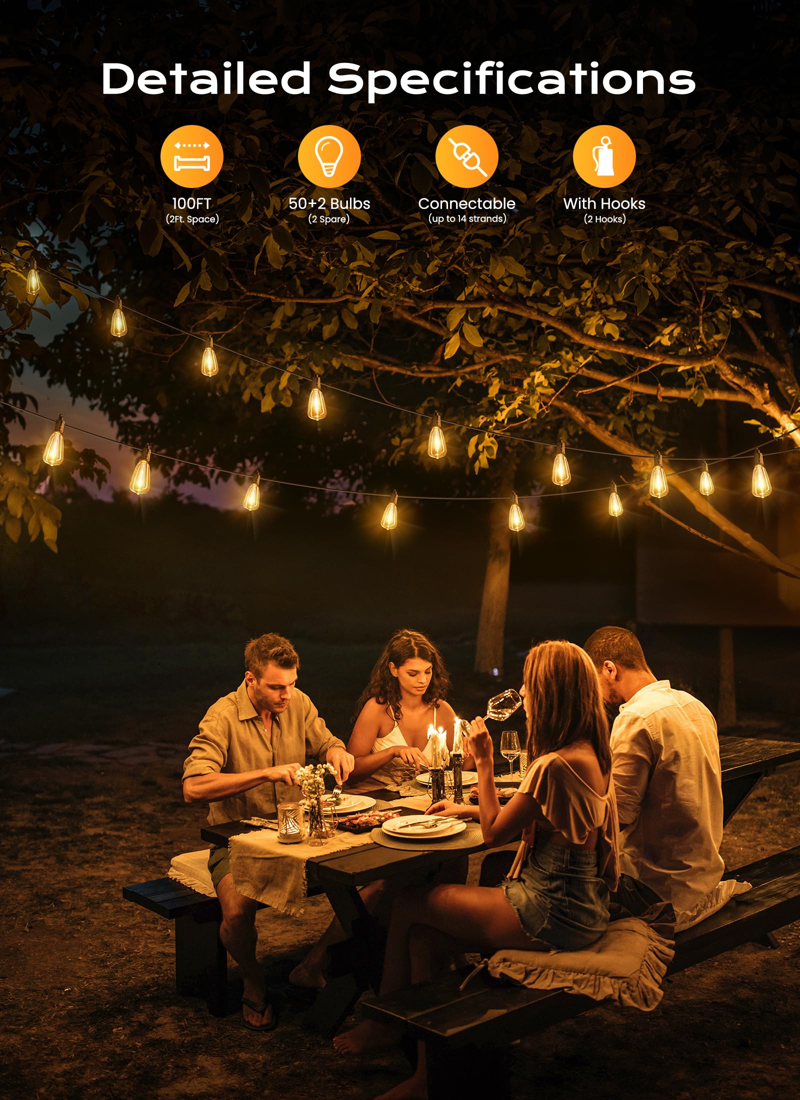 ライト・ランタン BRIESTA Sunset beach NUTS OUTDOOR Brightown Outdoor String Lights, 100FT 50+2 LED ST38 LED Patio