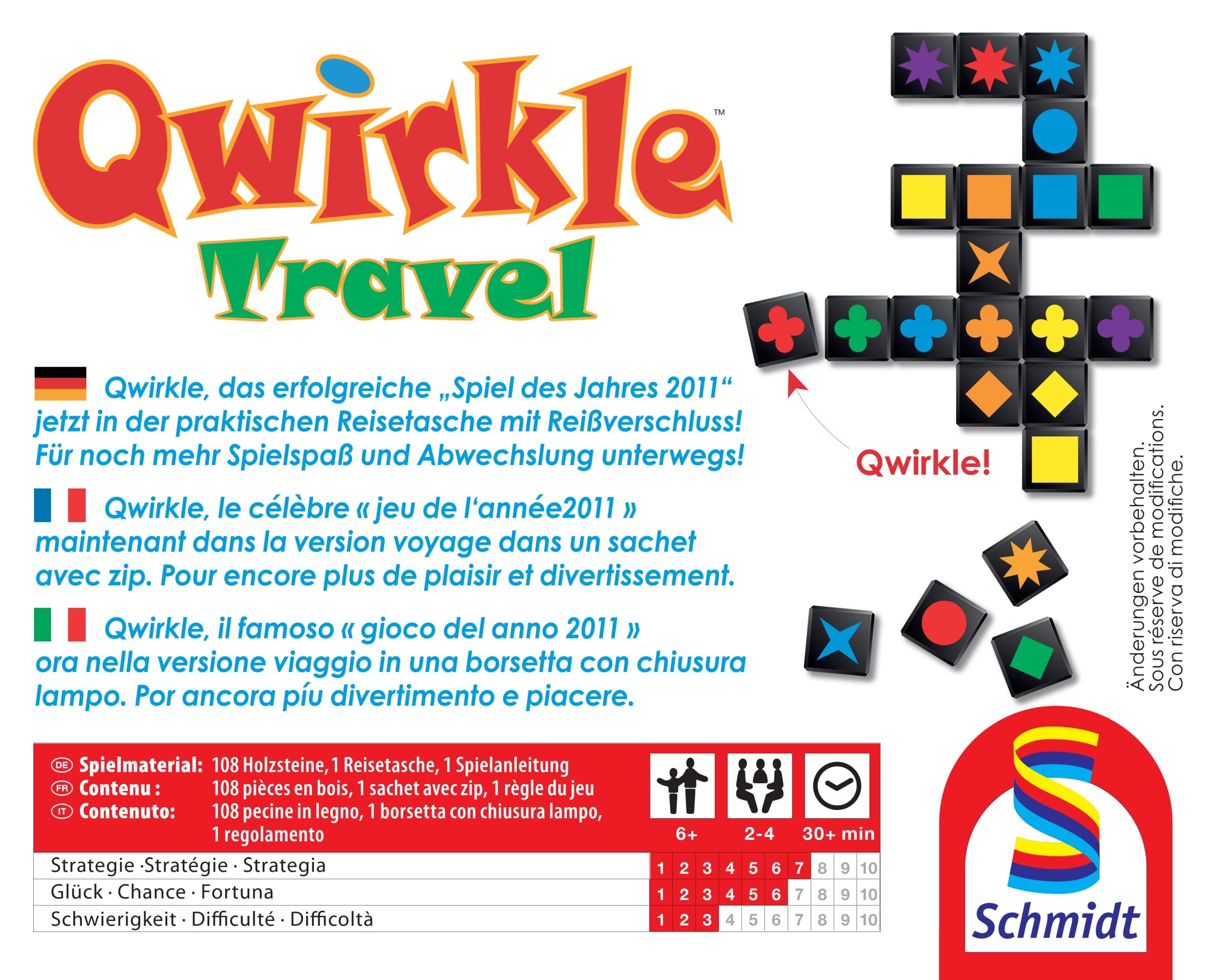 Schmidt Spiele 49270 - Qwirkle, versione da viaggio