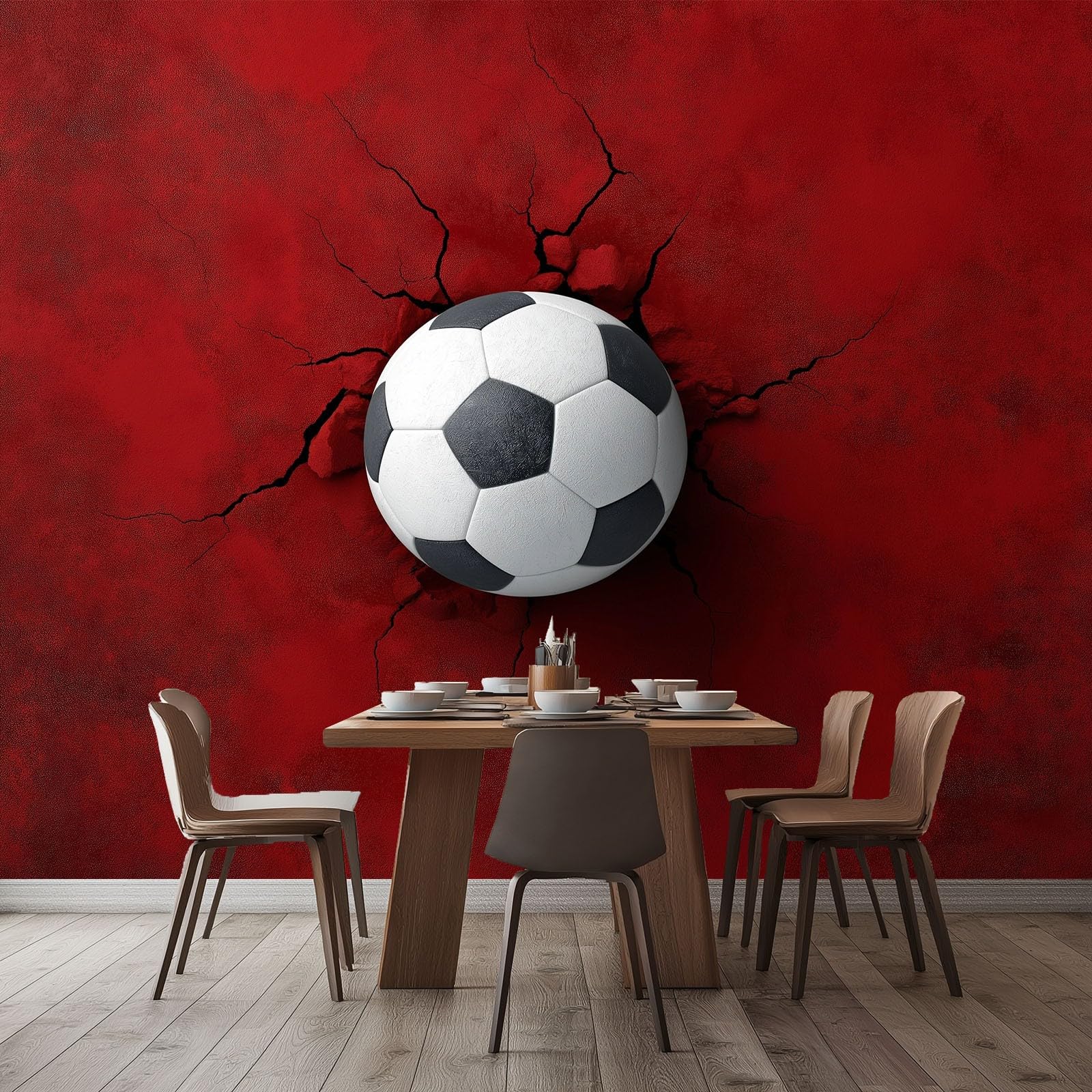 Fototapete Fußball Crack 250x175 cm Wandtapete, Vliestapete Fotoposter Wandbild, Moderne Wanddeko, für Schlafzimmer Wohnzimmer Kinderzimmer, Panorama 3D Effekt