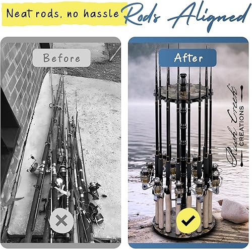 Miniatura 8 de Rush Creek Creations | Soporte para 16 cañas de pescar, Organización y almacenamiento para garaje, para carretes, equipo, accesorios, caja de