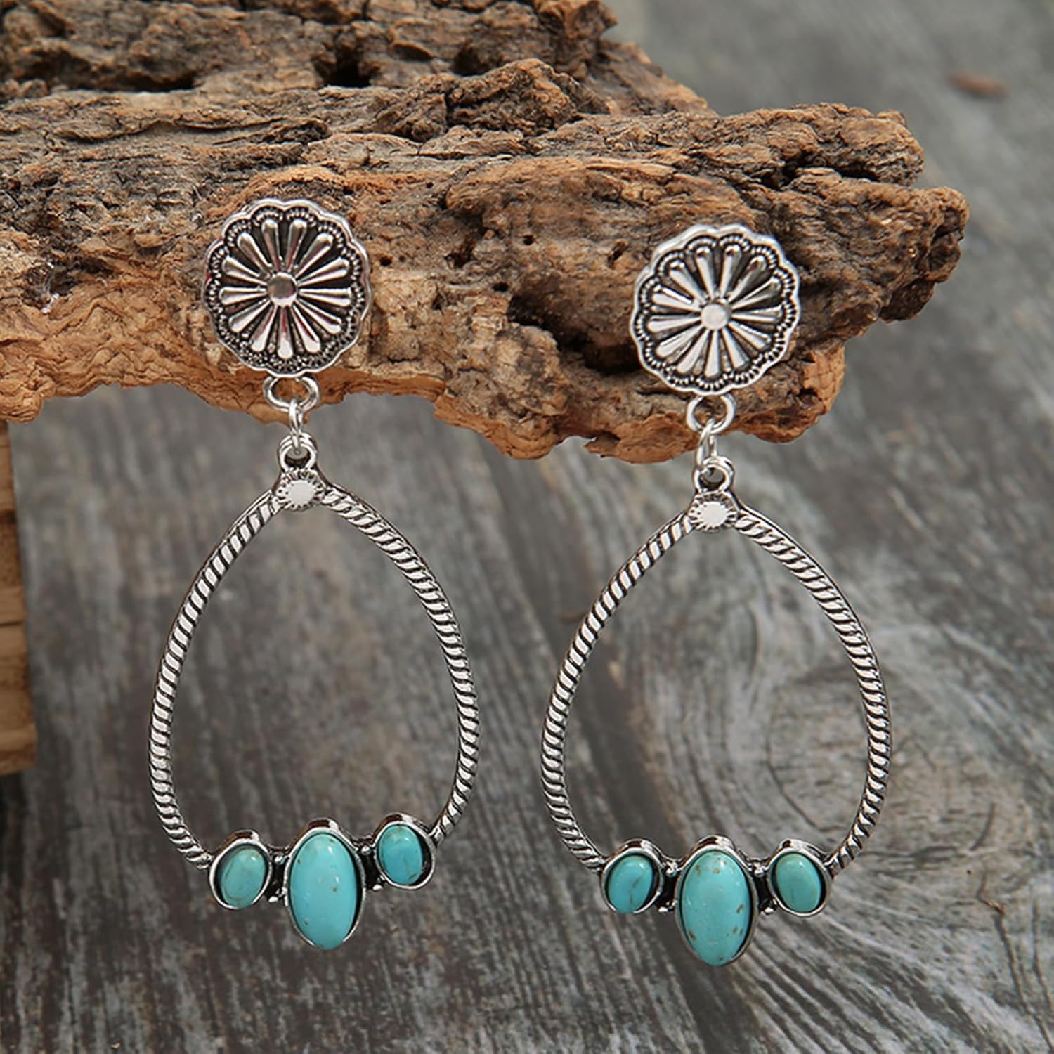 Dainty Turquoise Dangle Earrings for Women Western Boho Jewelry Outfit Accessories - Image 4