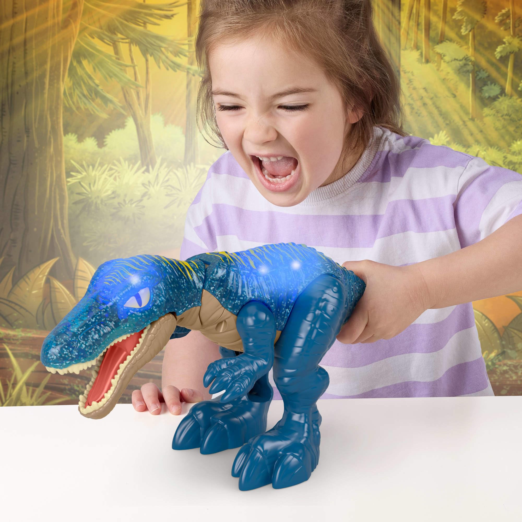 Fisher-Price Imaginext Jurassic World Baryonyx Super Ruggito Action Figure | Jurassic World dinosauro Baryonyx Super Ruggito, con luci, suoni e fauci in azione, bambini 3+ anni, JCT48