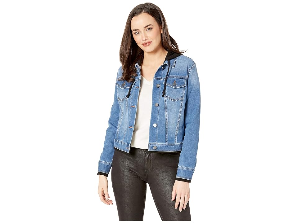 

Kenneth Cole New York Hooded Denim Jacket (Skylinewash) Women's Coat, Blue