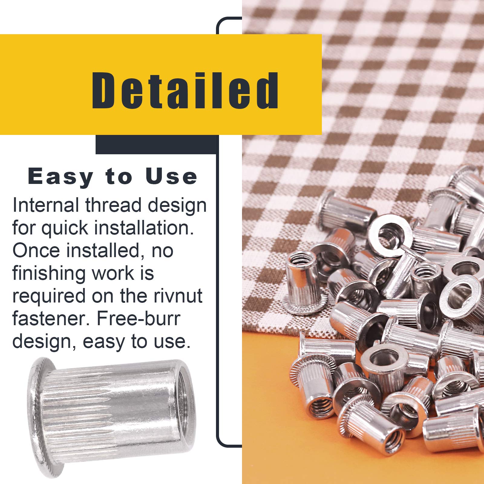130pc Rivet Nuts #10-24 #8-32 1/4-20 5/16"-18 3/8-16UNC Rivnut - View #8