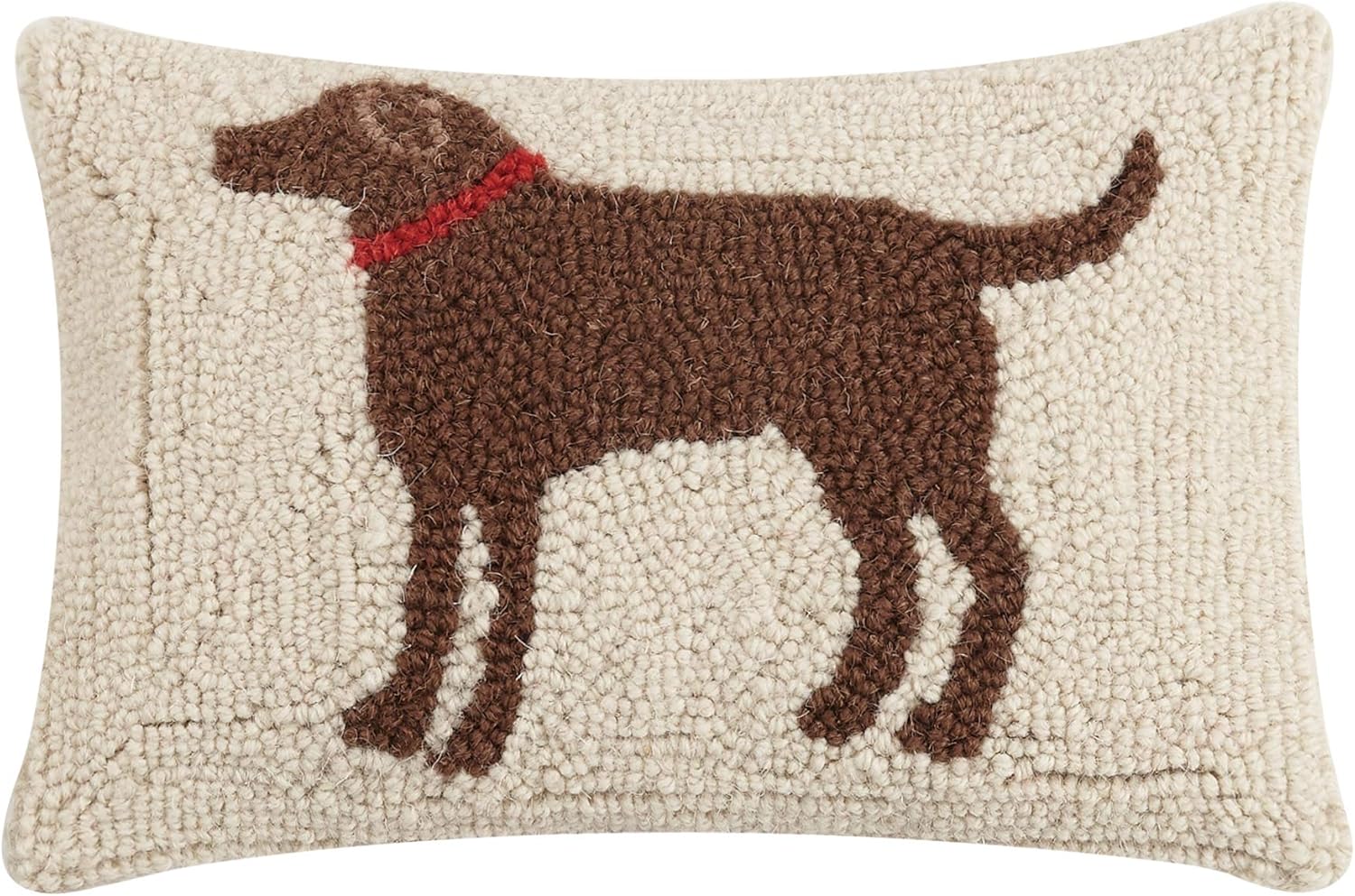 Peking Handicraft 30JES1458C12OB Brown Dog Wool and Cotton Pillow, 8 X 12 inch