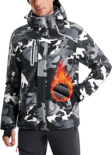 Heathyoga Chaqueta de esquí impermeable para hombre, chaqueta de snowboard para hombre, chaqueta de nieve, chaquetas de esquí, chaquetas de