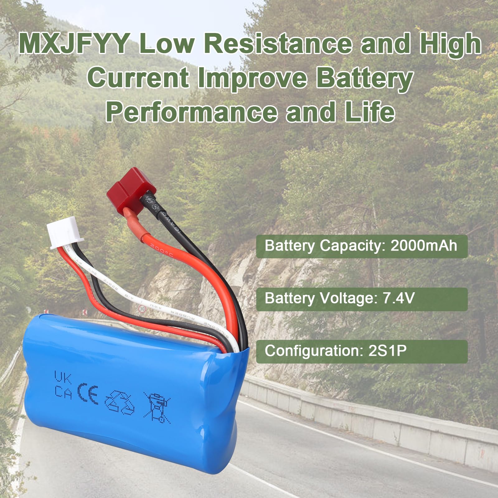 Akumulator litowo-jonowy 7,4 V 2000 mAh 14,8 Wh 2S 20C T wtyczka żeńska do RC samochód terenowy