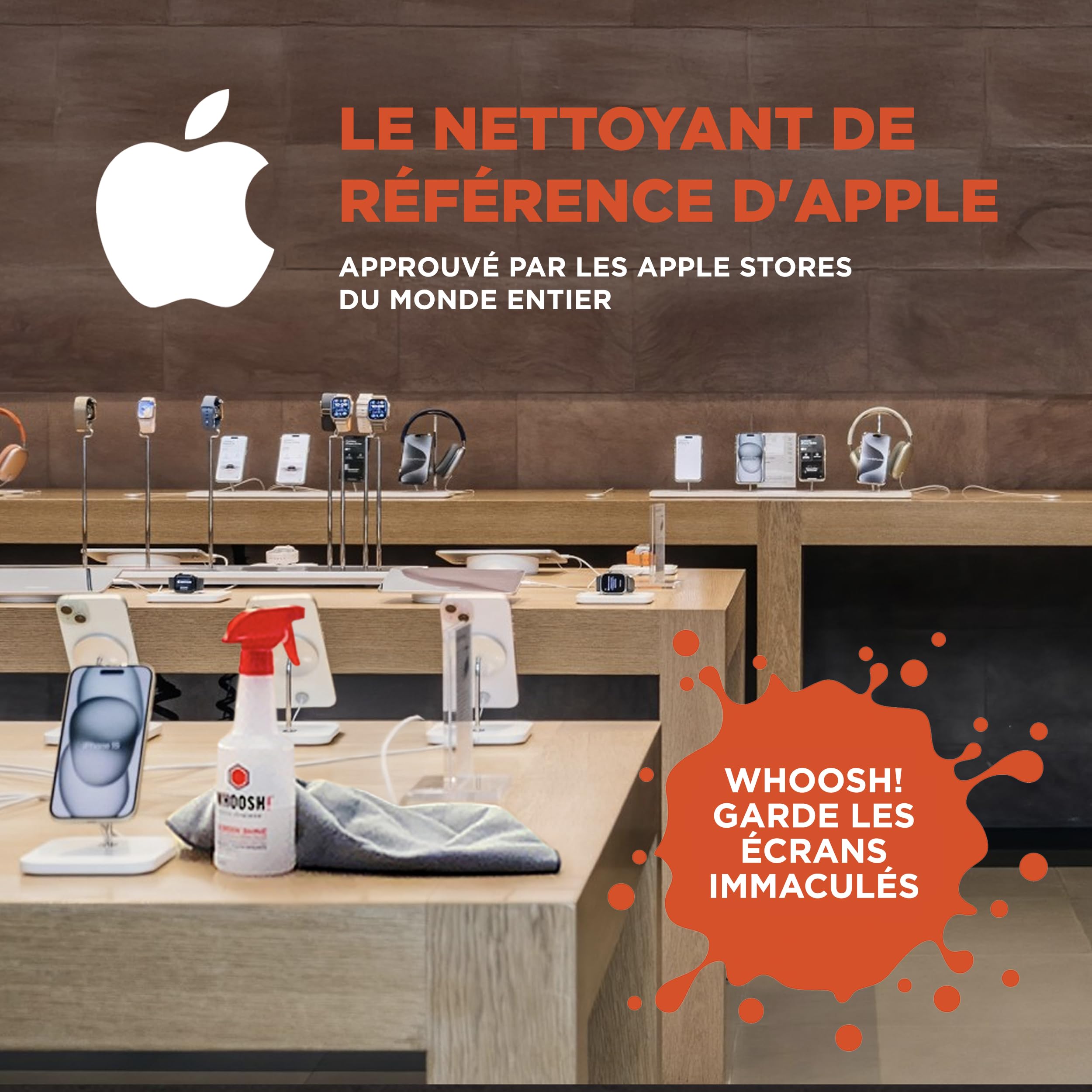 WHOOSH! Nettoyant d’écran OLED Pro - 500 ML avec Chiffon en Microfibre pour téléviseurs, écrans LCD et LED - sans Traces, sûr et Non Toxique - Idéal pour Une Utilisation à la Maison ou au Bureau