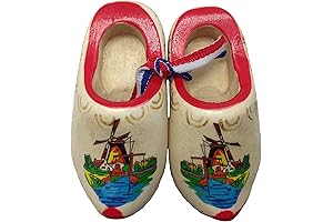 Dutch Wooden Clogs Miniature Collectible Figurine With Red Trim (3.25 Inches) -...