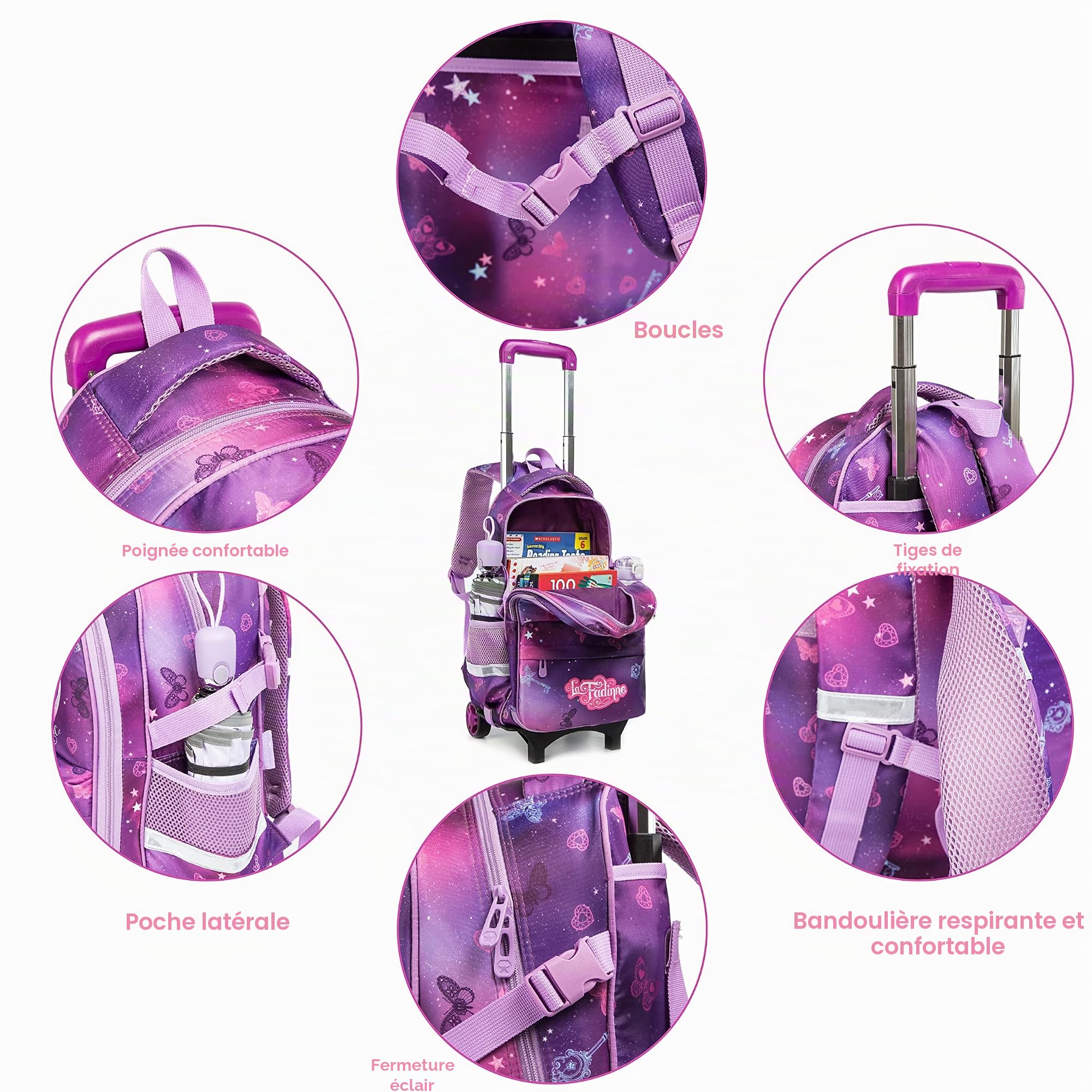 HTgroce Cartable a roulettes garçon, Requin Sac Roulette Enfant étui à Crayons boîte à Lunch Cartable Roulette Cartables Scolaires pour Enfants.