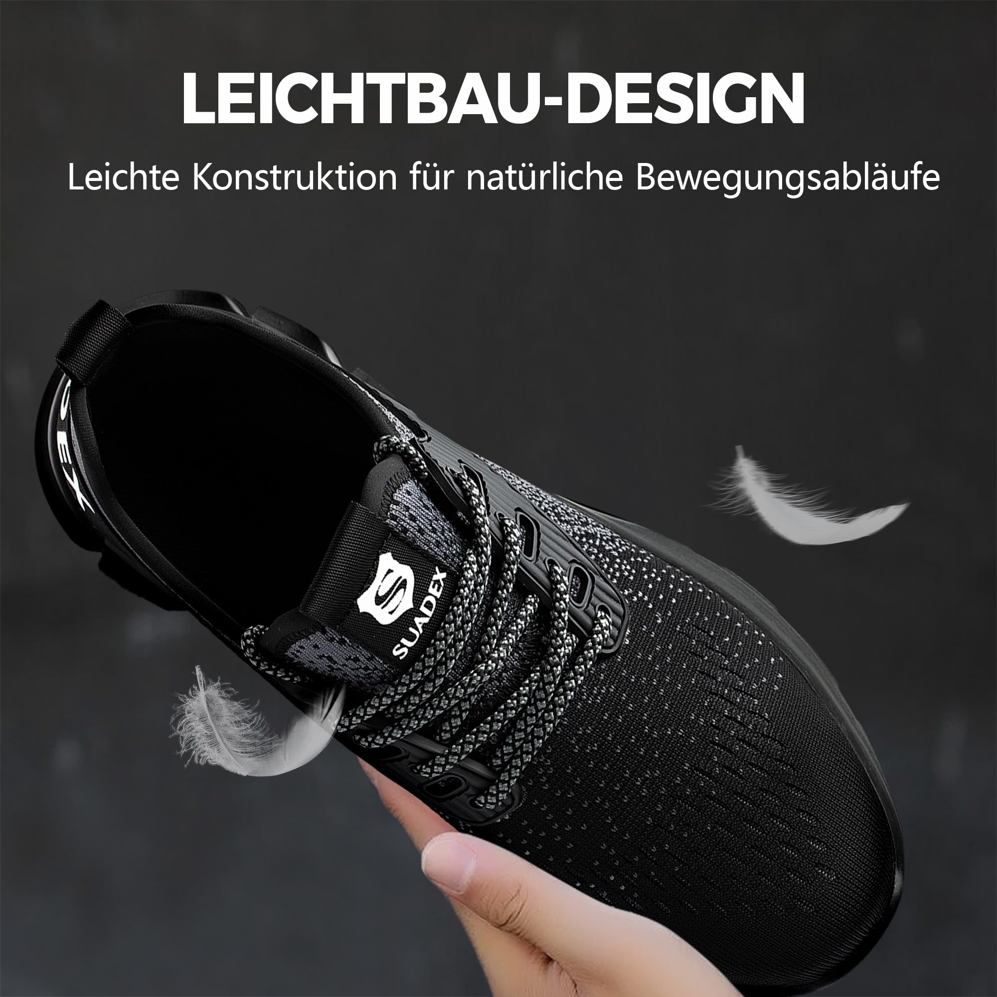 SUADEX Sicherheitsschuhe Arbeitsschuhe Herren Damen Leicht Atmungsaktiv Stahlkappenschuhe mit Stahlkappe 37-48 EU