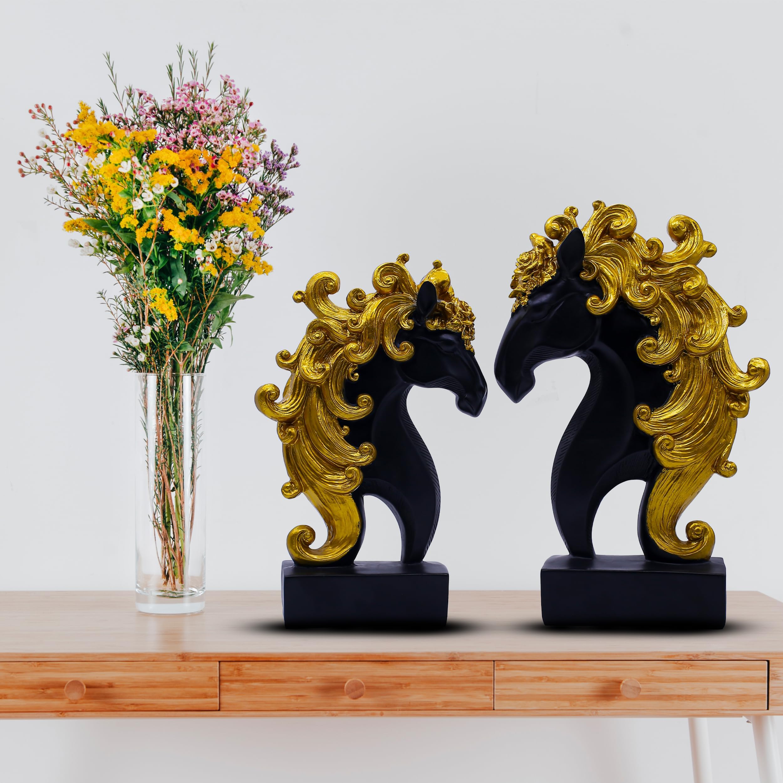 nantan Vastu Fengsui Horse Showpiece for Home Decor | Showpiece Living Room, Bedroom, Office Desktop Decoration & Gifting, Cabinets(Multicolor-13.5 Inches) (Model-2)